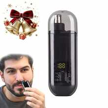Máy tỉa lông mũi điện unisex, thiết kế thân trong suốt, hiển thị pin kỹ thuật số LED, sạc USB, không đau, mini cầm tay, lưỡi kép, màu đen & cam, phù hợp để tỉa lông tai - A - Xem 12