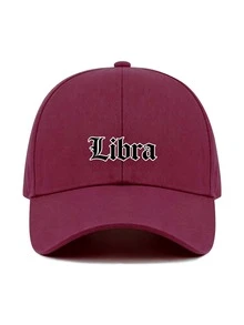 1pc 12 Zodiac Signs Baseball Cap, Retro Gothic Letter Print Red Dad Hat,Adjustable Unisex Casual Hat, Ideal Festival Party Daily Accessory ‑Lover Gift - Burgundy - View 9