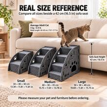 Tangga & Rampa Hewan Peliharaan Multifungsi 3-in-1 dari Felt, Tangga Kucing Anti-Selip dengan Kemiringan Lembut, Cocok untuk Sofa dan Tempat Tidur, Tersedia 3 Ukuran (Kecil/Sedang/Besar), Silakan Beli Sesuai Ukuran Kucing Anda - Grey - View 2