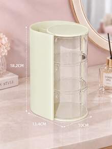 Modern Rotating Desktop Storage Box With Transparent Compartments, Multi-Layer Cosmetic And Hair Accessory Organizer, Space-Saving Vanity Storage Box For Hair Ties, Hair Clips, Jewelry, Makeup Tools, Suitable For Bedroom, Bathroom, Dormitory, Vanity And Daily Use - Multicolor - View 8