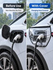 Electric Vehicle Charging Port Magnetic Rain Cover, Transparent Waterproof Charging Port Protector, Electric Vehicle Charging Cable Cover With Transparent Window And Reinforced Edges, Electric Vehicle Charging Plug And Interface Outdoor Weatherproof Cover - A - View 9