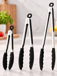 Set Penjepit Dapur Stainless Steel 3 Buah, Penjepit Makanan Ukuran Besar, Sedang, dan Kecil dengan Ujung Silikon Anti Selip dan Cincin Gantung, Penjepit Masak Multifungsi untuk Memanggang, Steak, Salad, Membakar, BBQ, Menyajikan, dan Aksesori Dapur Rumah Tangga - MultiWarna - View 11
