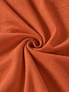 1pc Table Runner, Washed Wrinkled, Simple Pastoral Style. Polyester Material Rectangular Tablecloth With Scalloped Edge, Suitable For Dining Room, Public Holidays And Daily Decoration. - Coral Orange - View 8