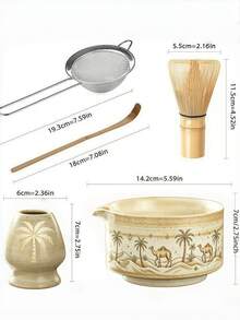 1pc/7pcs Set Teh Matcha Desert Camel Coconut Tree dengan Corong, Termasuk Mangkuk Matcha, Tempat Pengaduk Teh, Saringan Teh, Sendok Teh, Tempat Pengaduk Teh, Set Sendok Teh, Alat Persiapan Matcha, Alat Pembuatan Makanan Penutup dan Minuman, Set Perlengkapan Sekolah - MultiWarna - View 5