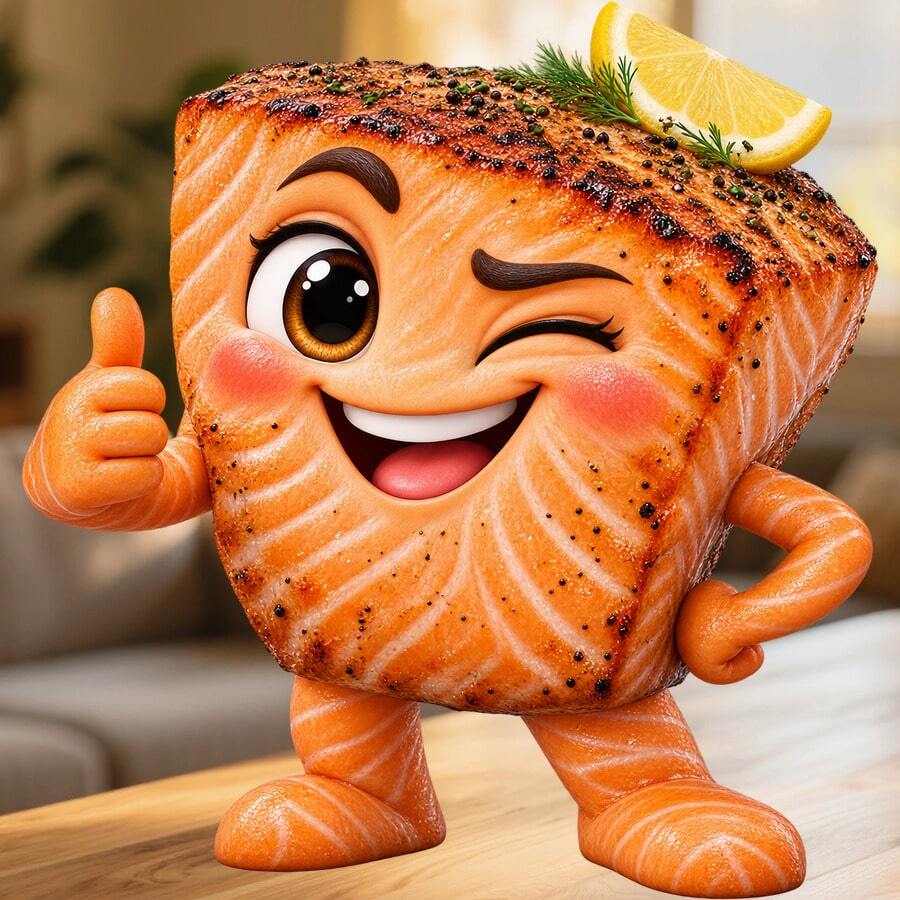 Winking Salmon Fillet Fridge Magnet, A Seaside Supper Story For Cheerful Kitchen Moments For All Metal Surfaces Throughout The Home - A - View 1