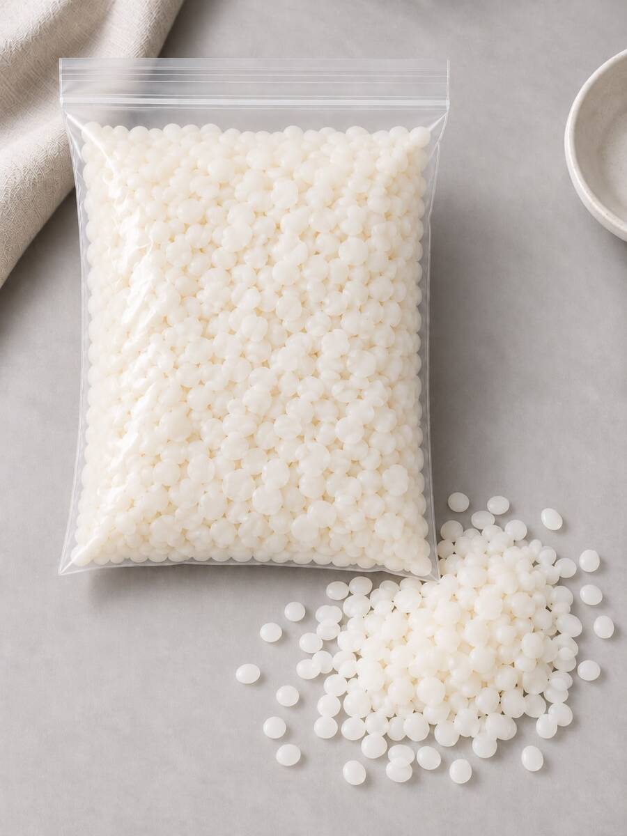 200g/500g/1000g White Beeswax Pellets, Used For Making Candles, DIY Wax Beads For Wax Melting, Molds And Container Candles, 500g/1000g Optional Set Includes 50 Wicks, 2 Wick Stickers And 5 Wooden Bases, Christmas Crafts - Multiple Styles - View 1