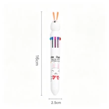1PC Cute Cartoon 10-Color Ballpoint Pen,Lovely Rabbit Multi-Color Retractable Pen,High Aesthetic Handwriting & Graffiti Pen,Student School Stationery - Multicolor - View 8