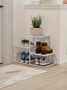 1pc Home Shoe Rack, Large-Capacity Interlaced Multi-Level Shoe Rack, Indoor Minimalist Ironware Small-Sized Shelf For Door Storage And Item Placement - Multicolor - View 6