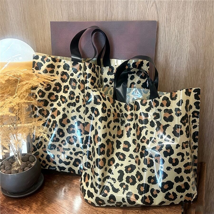 50pcs Thickened Large Plastic Gift Bags, 40*30cm, Leopard Print ...