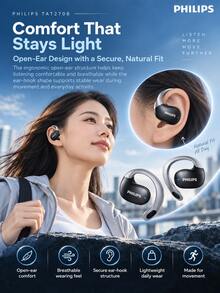 PHILIPS TAT2708 Open-Ear Bluetooth Headphones, IPX4 Sweatproof And Waterproof, Bluetooth 5.3 Long Battery Life, Ear-Hook Headphones For Running, Fitness, And Commuting - View 3