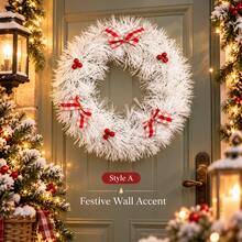 Festive Christmas Wreath Ornament, Decorative Hanging Ring For Door, Entryway, Fireplace And Party - 1PC - View 2