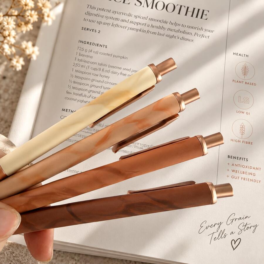 Funfull 4Pcs New Wood-Grain-Like Aesthetic Gradient Color Fine Foint Gel Pens For Journaling Note Taking Silent Click - Vintage Gradient Gel Pen - View 1