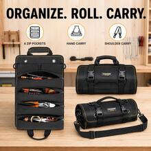 TKIGZNW A006 Roller Hardware Handbag 1 Unit Polyester Cloth Multi Compartment Tool Carrier With Detachable Small Storage Pouches - Black - View 9
