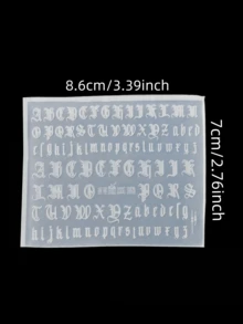1pc Vintage Y2K Gothic Letter & Number 3D Nail Art Silicone Mold DIY Decor - Clear - View 13