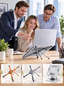 Foldable Laptop Stand, Adjustable Aluminum Alloy Laptop Base, Portable 360 Degree Rotating Computer Stand, Ergonomic Desktop Stand, Suitable For Macbook Laptop Tablet, Height Adjustable Heat Dissipation Design, Travel Office Workstation Accessory, Universal Device Stand - View 2