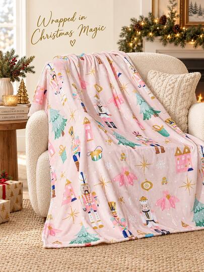 Christmas Nutcracker Soldier Flannel Blanket Tree Gift Star Throw Blanket Sofa Couch Bed Nap Blanket For Sofa Bed Guest Room Lounge Home Office Travel Christmas Decor Home Decor Holiday Decoration Housewarming Gift For Women Men Family Friends