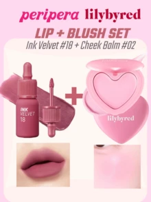 lilybyred K-Beauty Peripera Ink Velvet Liquid Lipstick + Luv Beam Blush Cream, High Pigment, Long-Lasting, Velvet Matte, Smooth Texture, Korean Makeup Set - Lip & Blush Glow Set - View 1