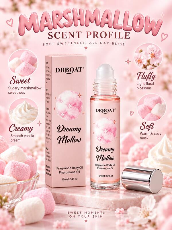 0.34oz Cotton Candy Fragrance Oil, Sweet Cotton Candy Concentrated Fragrance Rollerball Oil, Unisex, 10ml Pheromone Cotton Candy Women's Cologne