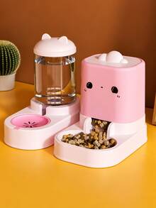 2-In-1 Automatic Pet Feeder And Water Dispenser Set, Independent Combination Design, Gravity-Fed Cat Food Feeder, Large Capacity Dog Food Water Station, Cute Cartoon Design Suitable For Kittens, Puppies And Small Pets - Large Capacity - View 15