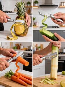 1/2PCS Multifunctional Stainless Steel Vegetable Peeler Set, Kitchen Fruit Peeler And Julienne Slicer Tool For Vegetable Preparation - Multicolor - View 8