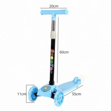 Patinete para Niños de 3 Ruedas con Luces LED, Plegable Ajustable en Altura Scooter Infantil para Niñas y Niños 2 a 8 Años - Azul - Ver 3