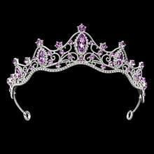 1 pieza Corona de Reina y Tiara de Princesa, Adecuada para Mujeres y Niñas, Diadema de Cristal, Adecuada para Novia Princesa, Para Boda y Fiesta. - 4225 Plata Púrpura - Ver 2