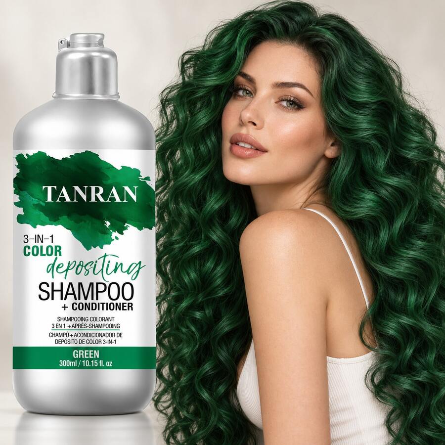 SUMIFANG 300ml TANRAN 3-In-1 Green Color-Depositing Shampoo ...