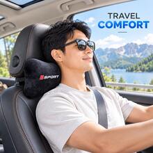1pc Black Velvet Car Headrest Cushion With Sports Letter Pattern, Suitable For Car Seats, Center Console, Enhancing Interior Comfort For Commuting And Road Trips, Easy To Place Car, SUV And Truck Interior Accessories - Sports - View 7