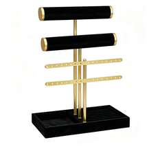 1pc 3-Tier Detachable T-Shaped Beige Velvet Bracelet Display Stand - Bracelet, Necklace, Earring, Ring Jewelry Storage Rack, Unique Mother's Day Gift For Women, Jewelry Box - Multicolor - View 8