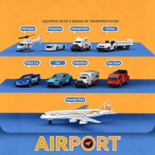Airport Toy Set Model, Passenger Plane Airport Control Tower, Suitable For 3-6 Years Old Boys And Girls, Small Car Parking Lot Map Game Scene Set, Christmas Birthday Gift - Blue - View 6