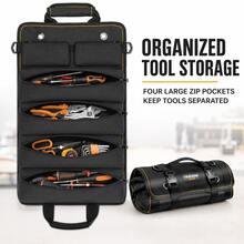 TKIGZNW A006 Roller Hardware Handbag 1 Unit Polyester Cloth Multi Compartment Tool Carrier With Detachable Small Storage Pouches - Black - View 7