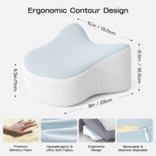 1pc Ergonomic Memory Foam Leg Pillow, Contoured To Leg Curve, Side Sleeping Leg Support Pillow, Removable Washable Pillowcase, Home Rest Bedroom Sofa Multi-Scenario Sleep Pillow - Baby Blue - View 5