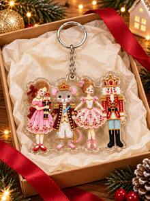 2D Christmas Theme Nutcracker Keychain, Christmas Keychain, Christmas Tree Hanging Electrostatic Soldier Figure Bag Charm, Nutcracker Dancing Bag Pendant, Suitable For Desktop Decoration, Creative Holiday Gift For Lovers And Friends, Best Christmas Gift. - Multicolor - View 7