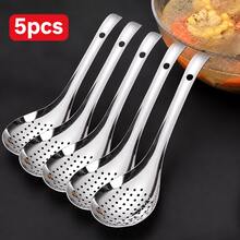 2pcs Stainless Steel Slotted Spoon Set, Large & Small Long Handle Skimmer Spoons With Hanging Holes, Kitchen Strainers For Noodles, Dumplings & Frying - Multicolor - View 12