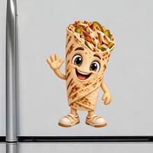 Happy Chicken Shawarma Wrap Fridge Magnet, A Street Food Journey For Lively Kitchen Gatherings For All Metal Surfaces Throughout The Home - A - View 2
