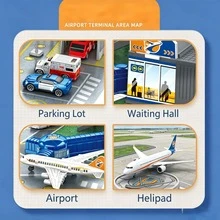 Airport Toy Set Model, Passenger Plane Airport Control Tower, Suitable For 3-6 Years Old Boys And Girls, Small Car Parking Lot Map Game Scene Set, Christmas Birthday Gift - Blue - View 8