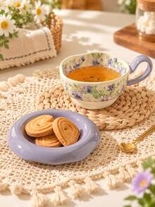 Elegant Floral Pattern Coffee Cup & Saucer Set, Latte Art Cup, Porcelain Tea Set Suitable For Afternoon Tea, Daily Use, Holiday & Birthday Gift - Multicolor - View 10