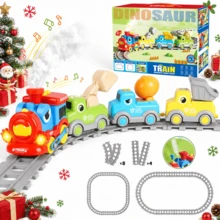 Set Rel Kereta Listrik ABS dengan Penetetes Air, Mainan Kereta Semprot Uap Warna-warni Kartun dengan Lampu dan Suara untuk Hadiah Natal Anak-anak - MultiWarna - View 9