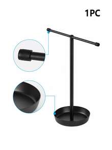 S-Shaped/T-Shaped Countertop Towel Rack, Jewelry Storage Rack, Suitable For Bathroom/Kitchen/RV, Rust-Proof Metal Base, Wrought Iron Freestanding Towel Rack With Round Base (1-Tier/2-Tier) - Multicolor - View 9