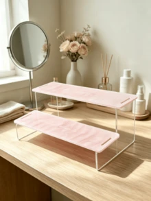 2-Tier Pink Marble Water Ripple Acrylic Display Stand, Tiered Cosmetic Storage Rack For Perfume, Lipstick, Makeup, Figurines, Vanity, Bathroom, Wedding Decor - Multicolor - View 7