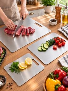 1pc Stainless Steel Cutting Board Set, Large Medium Small, Durable And Reusable, With Handle Hole, Easy To Clean, Suitable For Meat, Vegetables, Fruits Food Preparation, Home Kitchen And Outdoor Use - View 16