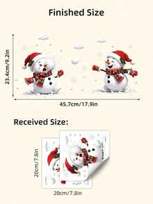2pcs Christmas Snowman Window Stickers, Cute Cartoon Winter Snowman With Christmas Hat, Scarf And Snowflake Design, Easy To Install Double-Sided Visible Static Window Decals, Suitable For Bedroom, Living Room, Door Glass Holiday Home Decor - one-size - View 9