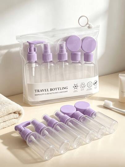 Refillable Travel Bottle Set: Spray, Lotion, Shampoo, Body Wash, Soft Tube Bottles, Empty Liquid Containers Suitable For Cosmetics, Portable Tools, Refillable, Travel Essentials, Travel Storage Bag, Beach, Summer Vacation, Back To School, School Supplies, Camping Vacation, Holiday Essentials, Women's Mini Fragrance, Men's Fragrance, Travel Fragrance Accessories, Travel Supplies, Back To School, School Season Supplies