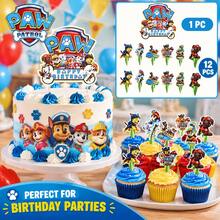 25pcs New Cartoon Paw Patrol Birthday Party Cake Toppers, Backdrop Banners, Paw Patrol Theme Party Decorations, Cake Decor Ornaments - Multicolor - View 8