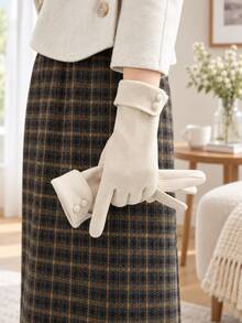 Women's Winter Touchscreen Gloves, Warm Thick Lining Full Finger Gloves With Button Cuffs, Elegant Cold Weather Hand Accessory, Suitable For Driving, Commuting, Office, Shopping And Outdoor Daily Wear, Autumn/Winter Fashion Accessory, Christmas Gift - Multicolor - View 13