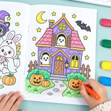 Halloween Cute Style Children's Coloring Book Ghost Black Cat Pumpkin Holiday Theme Coloring Picture Book Kids Leisure Doodle Painting Practice Notebook Back To School Learning Supplies Student Holiday Gift - Multicolor - View 10