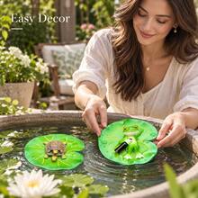 1pc Floating Lotus Leaf Pond Decor, Resin Frog Turtle Figurine, Water Floating Statue For Pool Fish Tank - A - View 9