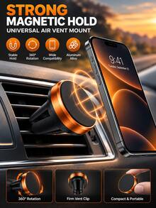 4pcs Aluminum Alloy Magnetic Car Phone Holder, Air Vent Clip Mount, 360° Rotating Universal Navigation Stand, Hands-Free Phone Mount, Car Accessories, Daily Commute, Road Trip, Autumn Travel, Halloween, Cyber Monday, Holiday Gift - Multicolor - View 7