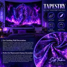 2D Flat Black Leopard Print Tapestry, Pattern Of Black Leopard Print, Flames, Starry Sky And Rocks, Glows Under Fluorescent Light, Suitable For Wall Decoration, Bedroom Background Decoration Or Party Decoration. - Multicolor - View 11