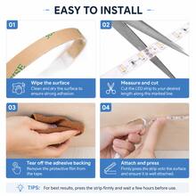 Motion Sensor LED Strip Lights, Warm White / Cool White Optional, Self-Adhesive Cuttable, USB & AAA Battery Powered(Batteries Not Included), Under Cabinet Closet Bedside Night Light - 2835 CT - View 3